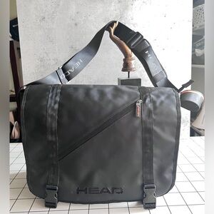 Head Black Nylon Messenger Bag with adjustable shoulder strap EUC